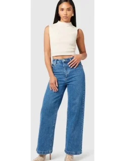 Abrand Jeans 94 High And Wide Petite Eva Organic Jeans in Blue
