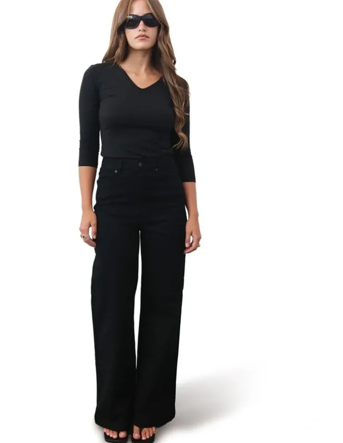 ABrand Jeans 94 High & Wide Petite Nellie in Black