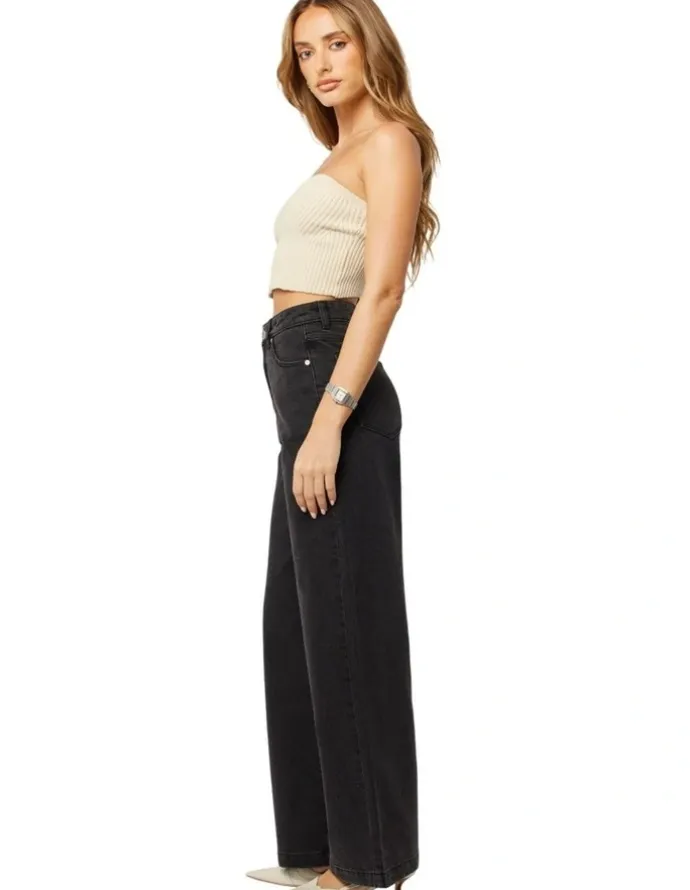 Abrand Jeans 94 High & Wide Petite Sophie in Black