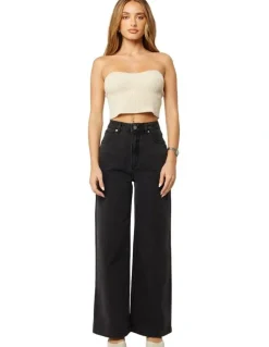 Abrand Jeans 94 High & Wide Petite Sophie in Black