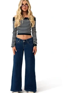 ABrand Jeans Super Low Wide Petite Tara 00 Pant in Blue