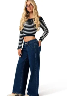 ABrand Jeans Super Low Wide Petite Tara 00 Pant in Blue