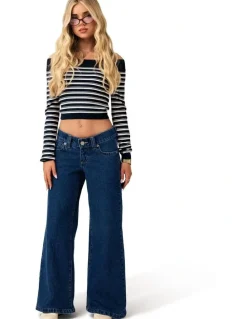 ABrand Jeans Super Low Wide Petite Tara 00 Pant in Blue