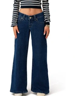 ABrand Jeans Super Low Wide Petite Tara 00 Pant in Blue