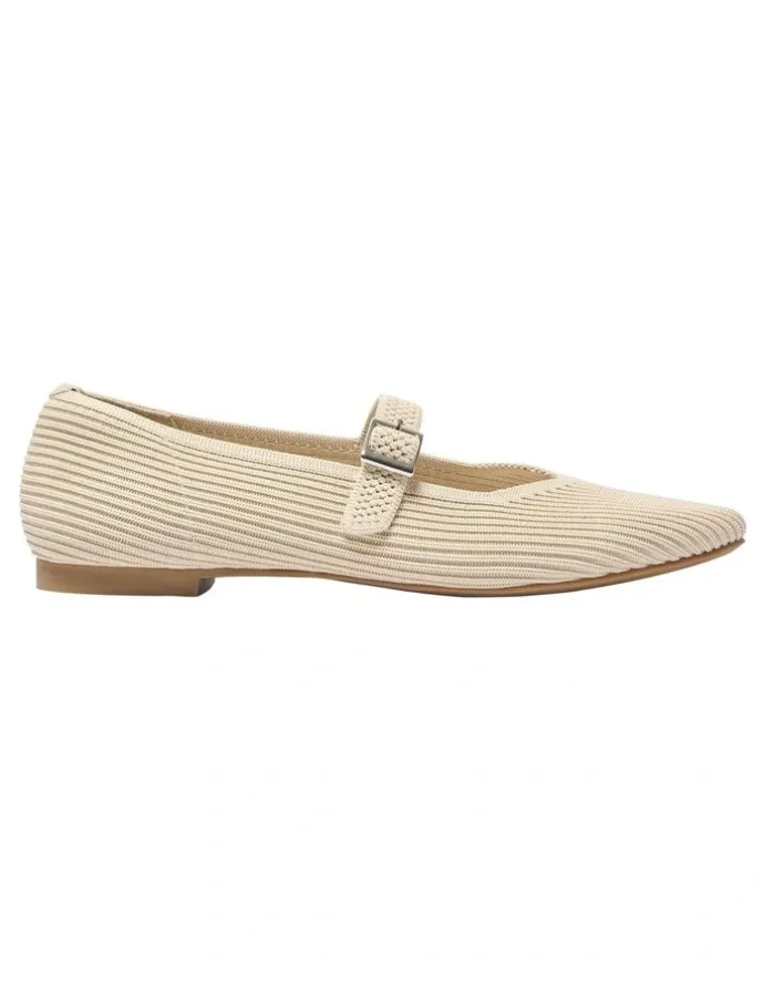 Active Flex Jazz Flat Ballet in Beige Knit
