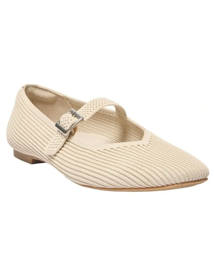 Active Flex Jazz Flat Ballet in Beige Knit