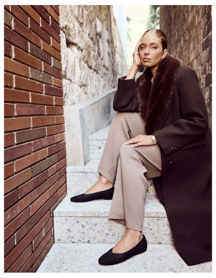Active Flex Jiffy Flat Shoes in Black Knit