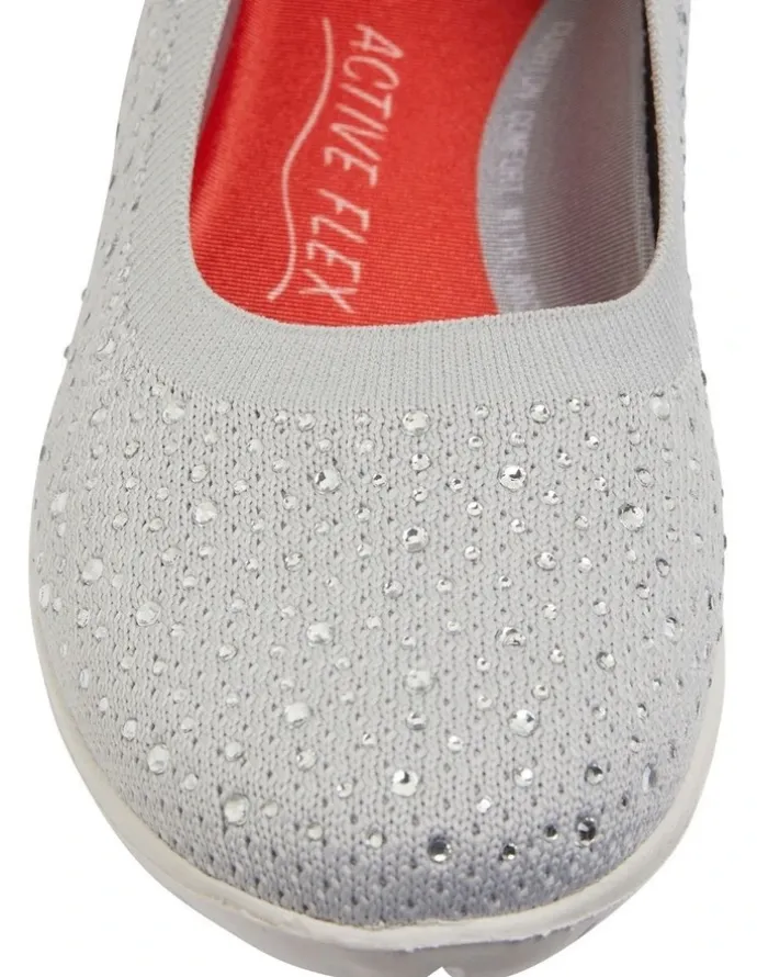 Active Flex Patrice Light Grey Diamante Sneakers