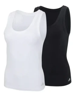 adidas 2 Pack Active Modal Comfort Tank Top With Cotton in Black/White