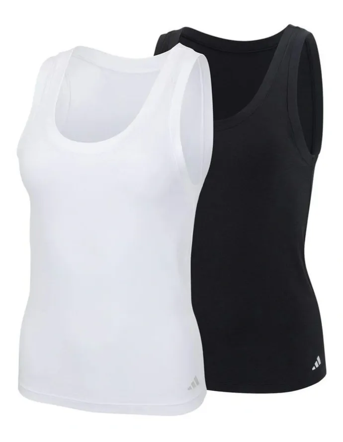 adidas 2 Pack Active Modal Comfort Tank Top With Cotton in Black/White
