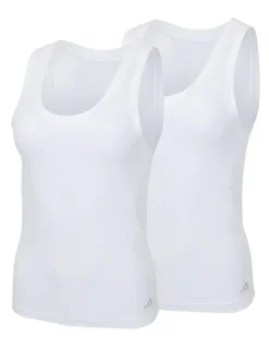 adidas 2 Pack Active Modal Comfort Tank Top With Cotton in White