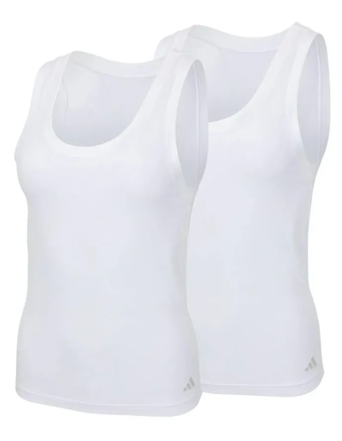 adidas 2 Pack Active Modal Comfort Tank Top With Cotton in White