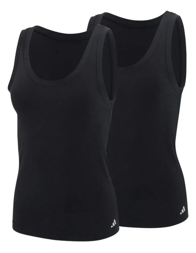 adidas 2 Pack Active Modal Comfort Tank Top With Cotton in Black