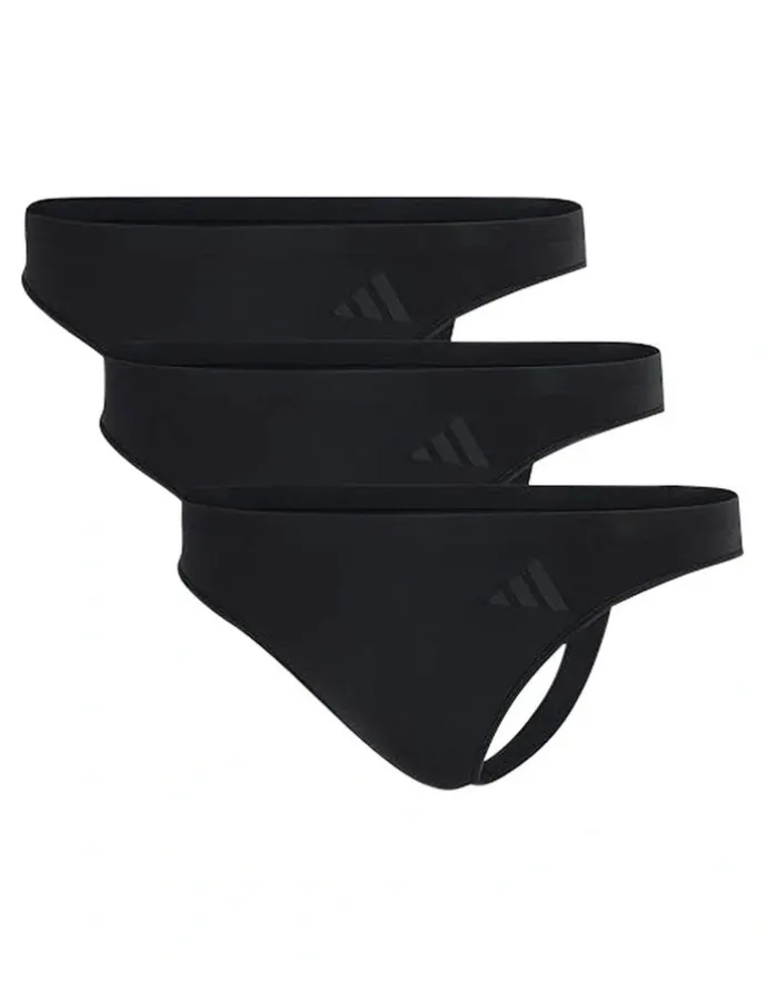 adidas 3 Pack Active Seamless Thong Underwear in Black