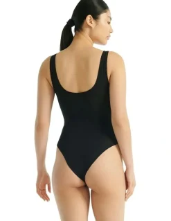 adidas Active Essentials Cotton 3 Stripes Padded Underwear Bodysuit in Black