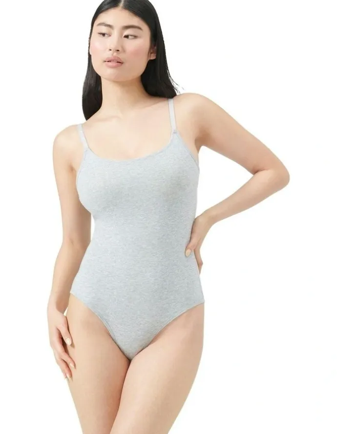 adidas Active Essentials Cotton Underwear Bodysuit in Medium Hthr Grey