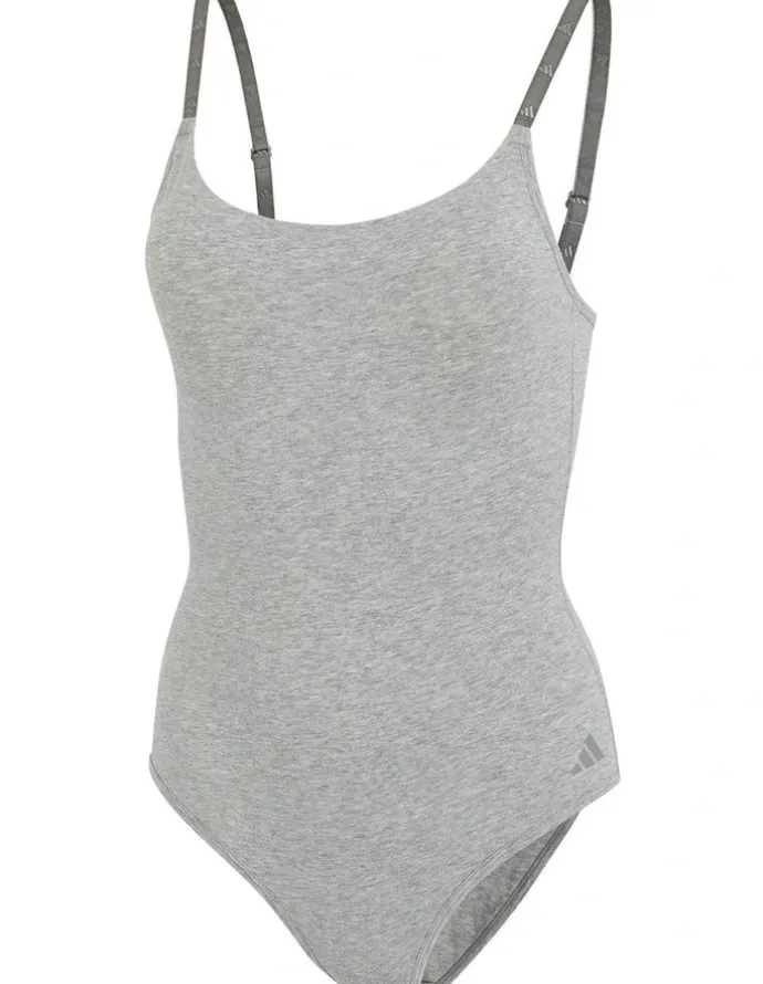 adidas Active Essentials Cotton Underwear Bodysuit in Medium Hthr Grey