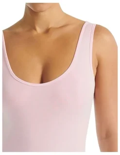 adidas Active Essentials Cotton 3 Stripes Padded Underwear Bodysuit in Clear Pink