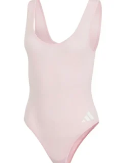 adidas Active Essentials Cotton 3 Stripes Padded Underwear Bodysuit in Clear Pink