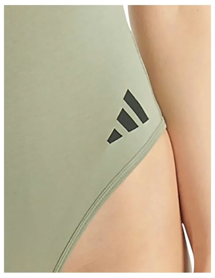 adidas Active Essentials Cotton 3 Stripes Padded Underwear Bodysuit in Green