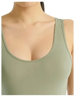 adidas Active Essentials Cotton 3 Stripes Padded Underwear Bodysuit in Green