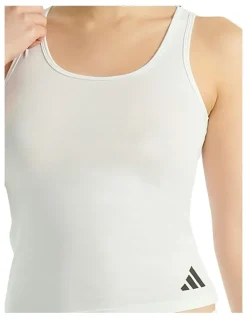 adidas Active Essentials Cotton 3 Stripes Tank Top in White