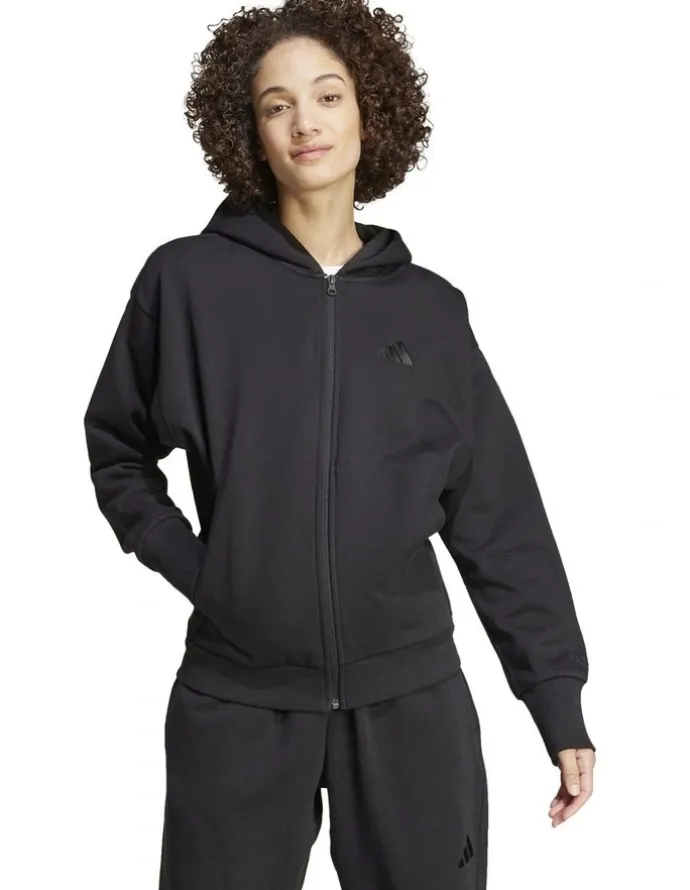adidas All SZN Fleece Full Zip Hoodie in Black