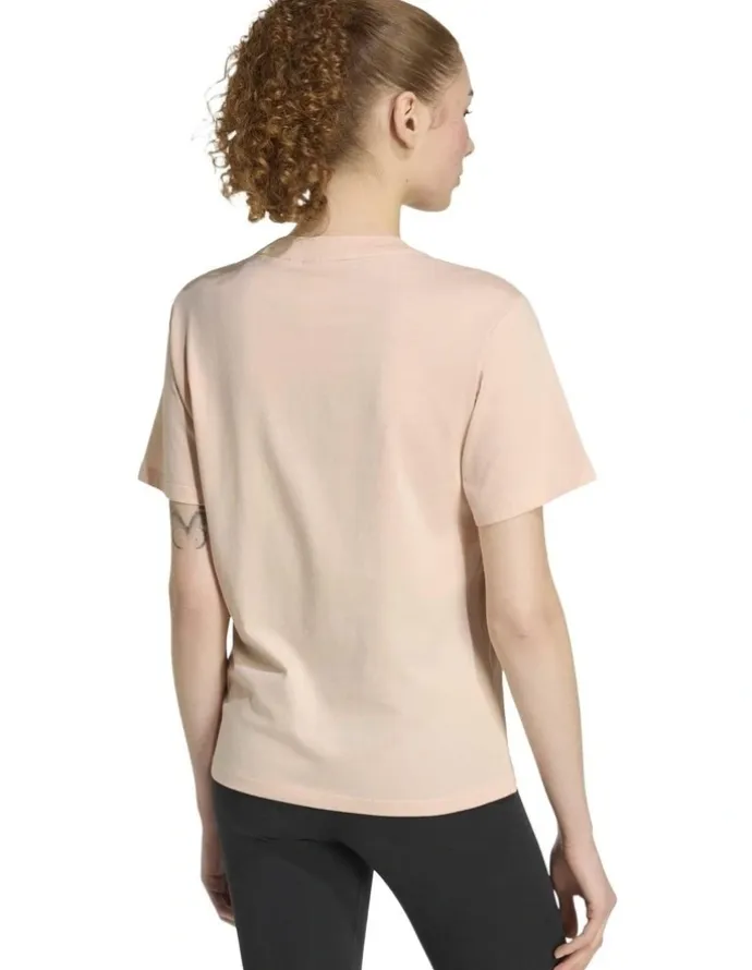 adidas Essentials Small Logo Cotton T-Shirt in Pink