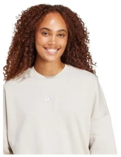 adidas Essentials Small Logo Feelcozy Sweatshirt in Grey