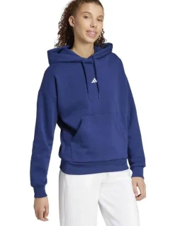 adidas Essentials Small Logo Feel Cozy Hoodie in Dark Blue