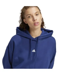 adidas Essentials Small Logo Feel Cozy Hoodie in Dark Blue