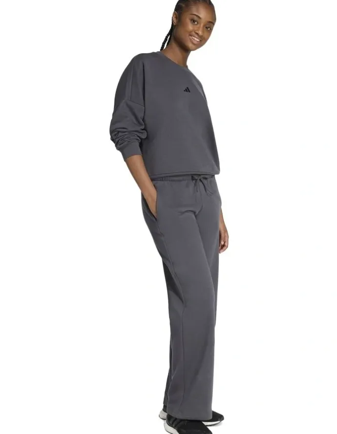 adidas Essentials Small Logo Feel Cozy Open-Hem Joggers in Grey