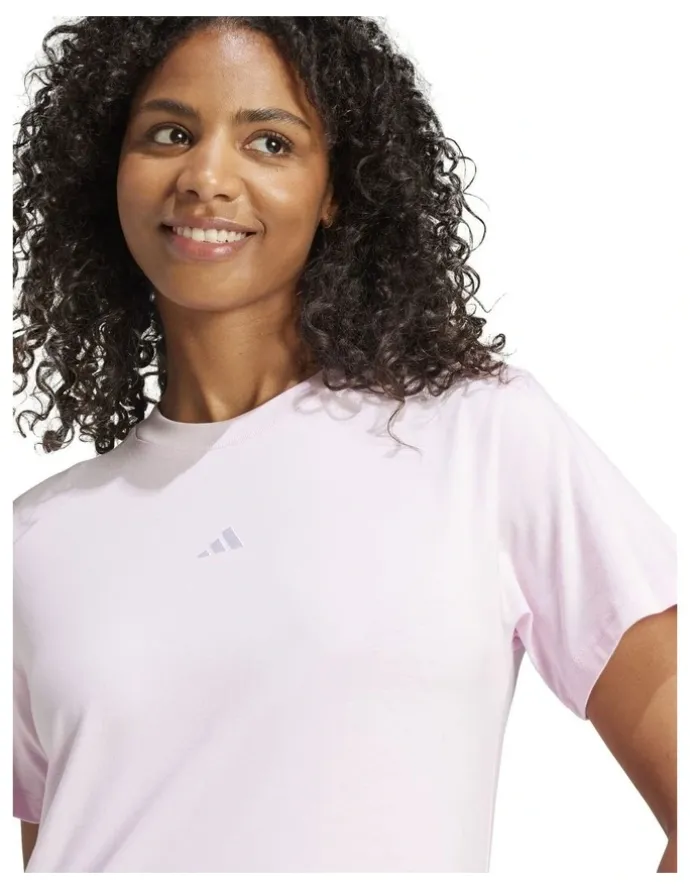 adidas Essentials Small Logo Cotton T-shirt in Clear Pink