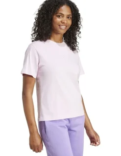 adidas Essentials Small Logo Cotton T-shirt in Clear Pink