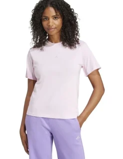 adidas Essentials Small Logo Cotton T-shirt in Clear Pink