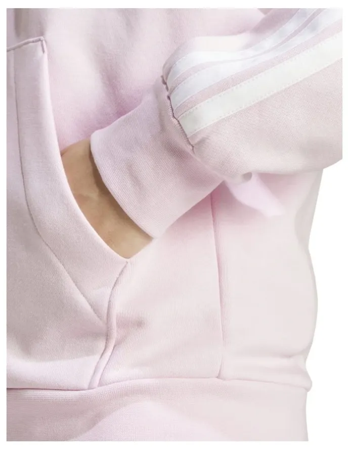 adidas Essentials 3-Stripes Full-Zip Fleece Hoodie in Clear Pink