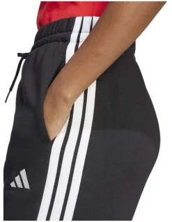 adidas Essentials 3-Stripes Open-Hem Fleece Joggers in Black