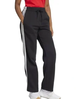 adidas Essentials 3-Stripes Open-Hem Fleece Joggers in Black