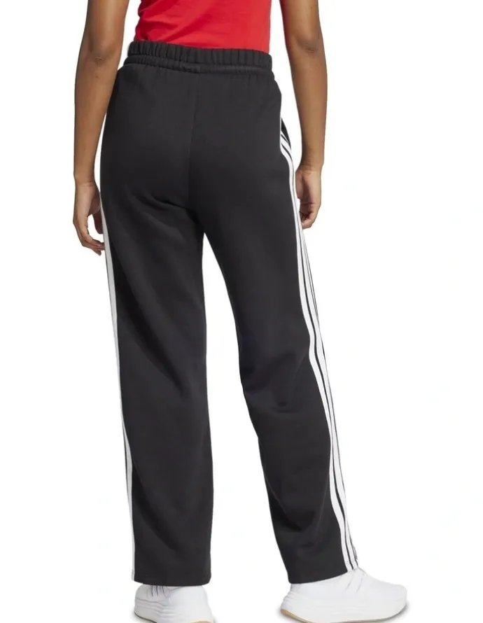 adidas Essentials 3-Stripes Open-Hem Fleece Joggers in Black
