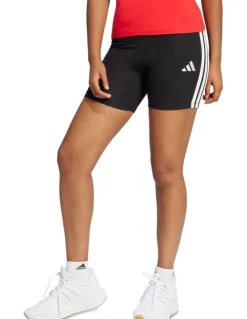 adidas Essentials 3-Stripes High Waisted Biker Shorts in Black