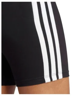 adidas Essentials 3-Stripes High Waisted Biker Shorts in Black