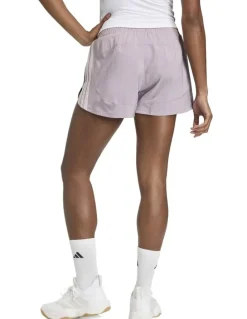 adidas Pacer Workout Woven High Rise Shorts in Purple