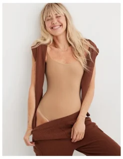 Aerie Smoothez Scoop Bodysuit in Toasty