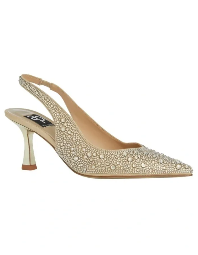 Alan Pinkus Goddess Heeled Shoes in Soft Gold Jewels