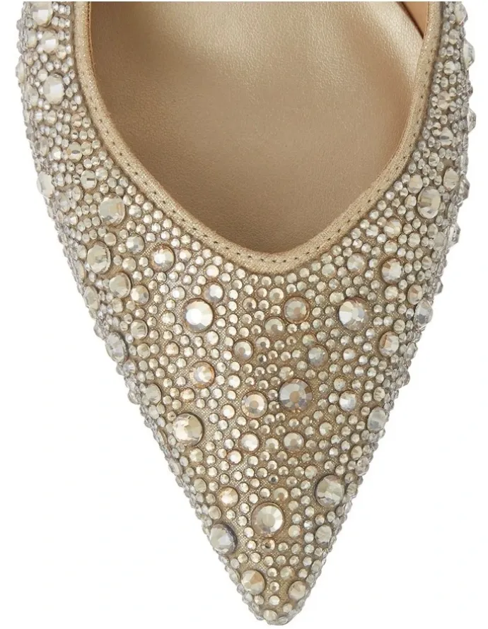 Alan Pinkus Goddess Heeled Shoes in Soft Gold Jewels