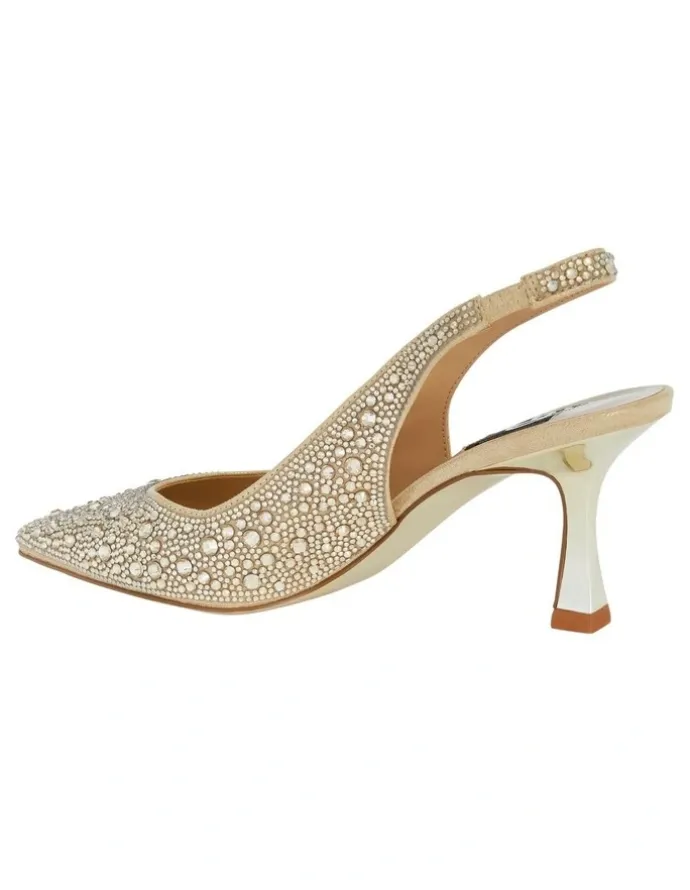 Alan Pinkus Goddess Heeled Shoes in Soft Gold Jewels