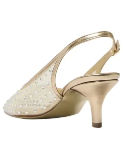 Alan Pinkus Sapphire Heeled Shoes in Soft Gold Metallic
