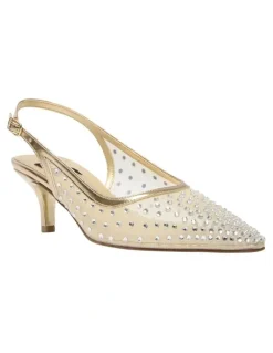 Alan Pinkus Sapphire Heeled Shoes in Soft Gold Metallic