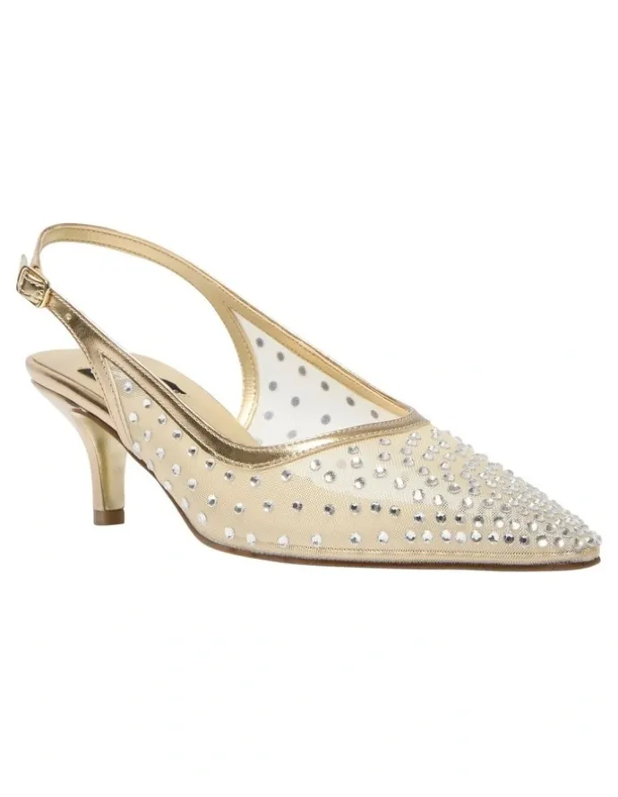 Alan Pinkus Sapphire Heeled Shoes in Soft Gold Metallic
