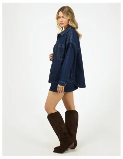 All About Eve Dale 64D0286 Shacket in Indigo